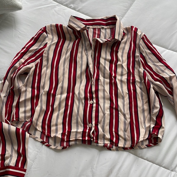 Stripped crop top button up size s - Picture 1 of 1